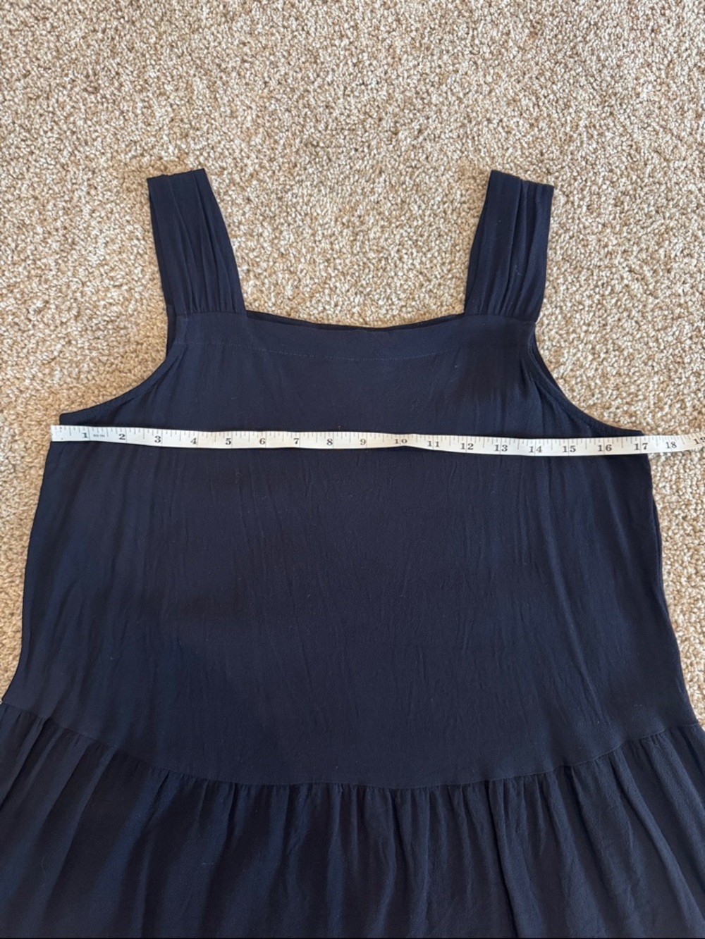 LOFT Navy Ruffle-Hem Square Neck Tank Top - Picture 3 of 4